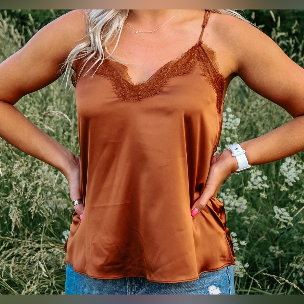Wishlist apparel satin western lace tank